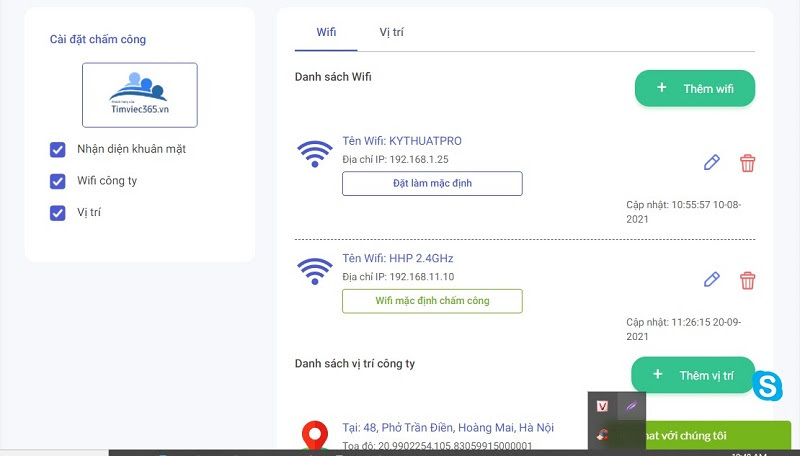 Cài đặt địa chỉ wifi