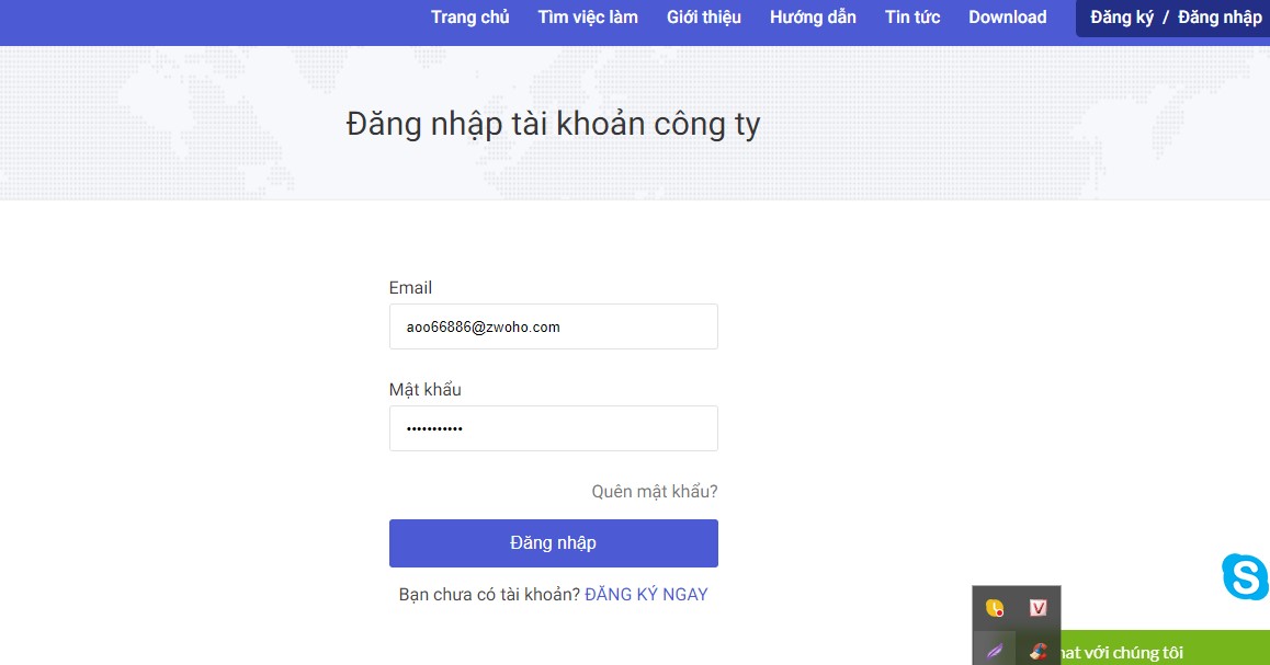 Đăng nhập thao tác đăng nhập và đăng ký trên chamcong.timviec365.vn dành cho doanh nghiệp 