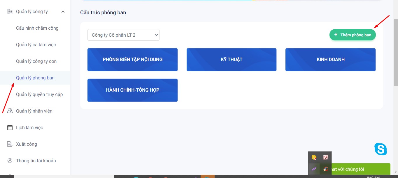 Quản lý phòng ban